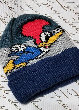 Шапка для хлопчиків в'язана на флісі з woody woodpecker, розмір 46-50