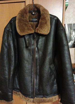 Дублянка чоловіча пілот чорна з овчини 4xl (підходить на 2xl-3xl)