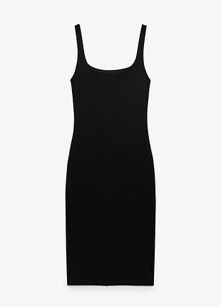 Черное приталенное платье миди zara