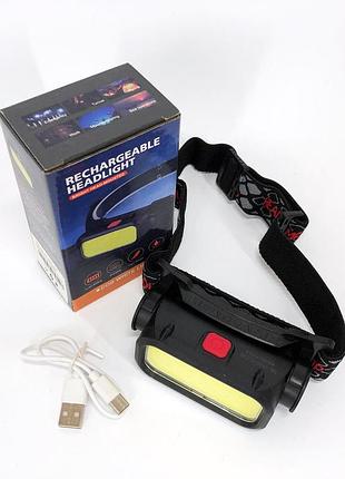 Фонарь налобный bl-008+cob (white+red), красный свет, водозащита, встроенный аккумулятор sb-58