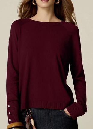 Бордовий джемпер stradivarius basics із золотистими ґудзиками