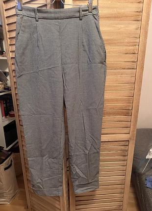 Брюки жіночі h&m в гусячу лапку сірі