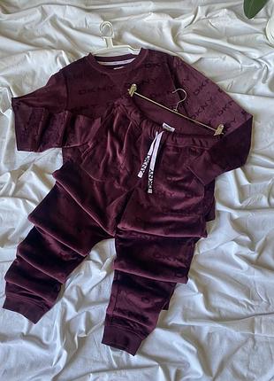Теплый велюровый костюм мультилого dkny s
