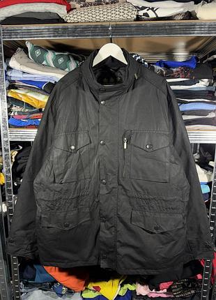 Barbour sapper wax jacket multi pocket quilted jacket black mens xl size