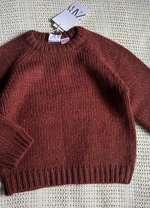 Светр оверсайз zara вʼязаний  джемпер светрик коричневий