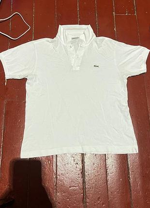 Оригінальне біле поло lacoste (розмір 4 / m), 100% бавовна