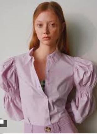 Рубашка женская коттон с интересными рукавами р.42-44 zara