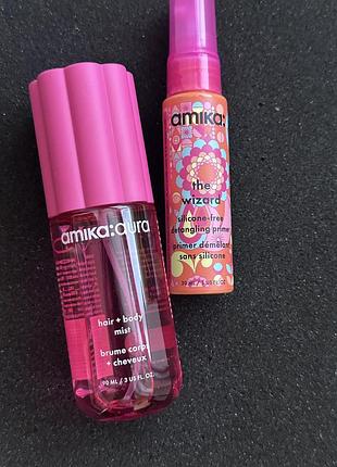 Парфумований спрей amika:aura hair + body mist 90 мл та the wizard - праймер для розчісування волосся без силікону 30 мл