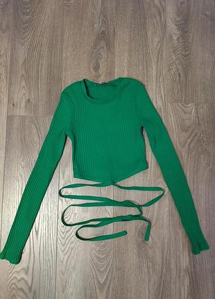 Реглан жіночий зелений у рубчик zara