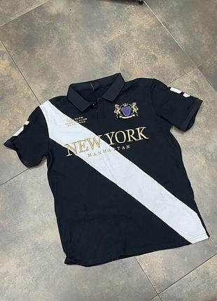 Футболка чоловіча new york чорна з білою смугою
