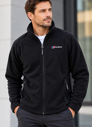 Мужская флисовая кофта толстовка berghaus черная на молнии, xxl