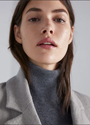 Двубортное пальто zara, шерсть, лен 7