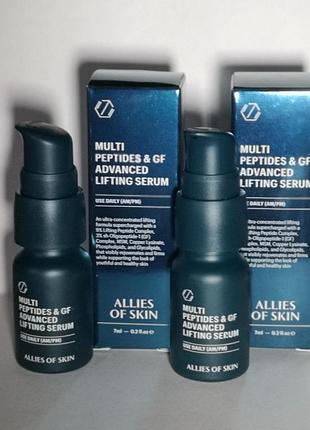 2*7 мл !!! vсироватка мультипептидна з ефектом ліфтингу allies of skin multi peptides & gf advanced lifting serum