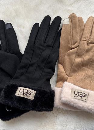 Рукавички жіночі ugg теплі чорні та руді