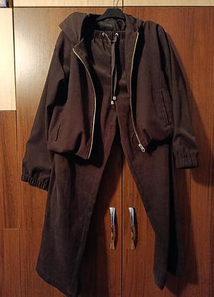 Шоколадный двухслойный костюм от zara. цвет - коричневый. состояние идеально