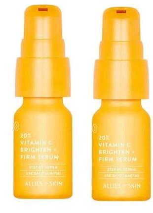 2*8 мл !!! сироватка для обличчя allies of skin 20% vitamin c brighten + firm serum з вітаміном с,