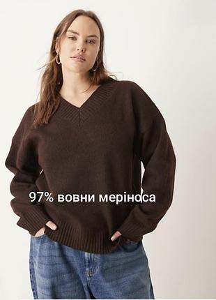 Свитер пуловер шерсть мериноса шоколадного цвета glenbrae&amp;spirol