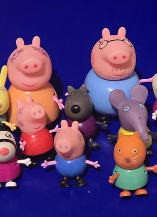 Ігровий набір peppa pig фігурки пеппа та друзі, різнокольорові, 5,5-8,5 см, пластик/гума