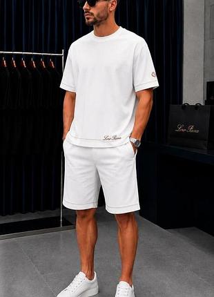 Костюм шорти + футболка loro piana білий kitshf019