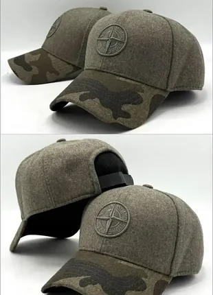 Бейсболка тракер хаки/камуфляж stone island утепленная шерсть на флисе