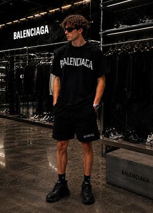 Костюм шорти + футболка balenciaga lux чорний kitshf007