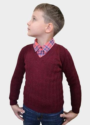 Свитер для мальчика геометрия бордо art knit