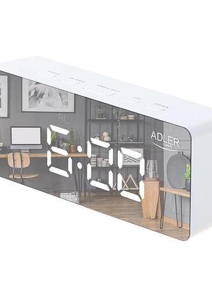 Будильник adler ad 1189 white с термометром и зеркальным дисплеем cl-76