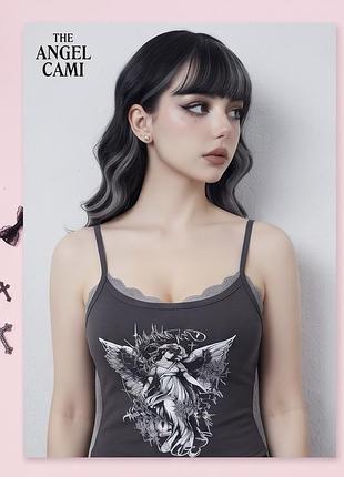 Стильна майка «the angel cami» з готичним принтом
