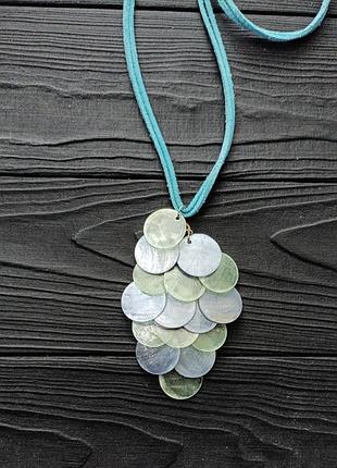 Ожерелье с каскадным кулоном green shell 7