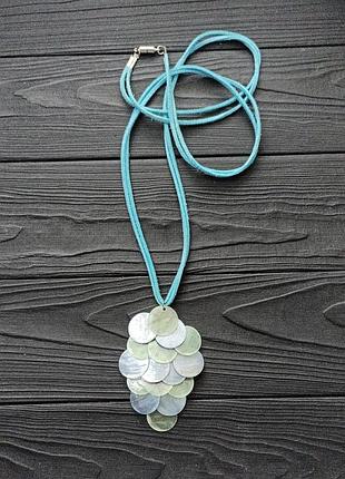 Ожерелье с каскадным кулоном green shell 5