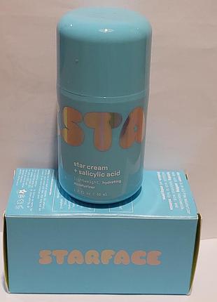 Крем для обличчя starface star cream для шкіри, схильної до висипань. без вмісту олій із саліциловою кислотою, ніацинамідом та гіалуроновою кислотою.