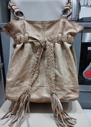 Кожаная сумка хобо next love leather в стиле бохо винтаж натуральная кожа