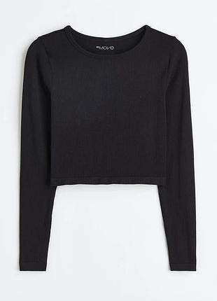 Лонгслів жіночий h&m чорний вкорочений кроп-топ рашгард хс