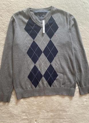 Tommy hilfiger чоловічий светр в ромби, джемпер, пуловер
