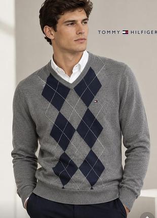 Tommy hilfiger чоловічий светр в ромби, джемпер, пуловер