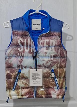 Яскрава дута жилетка з принтом image kids оригінал р. 134-140 (унісекс)