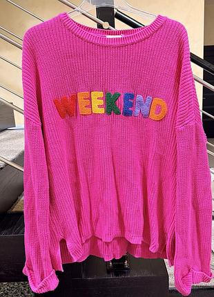 Яскраво-рожевий светр papaya weekend oversize l