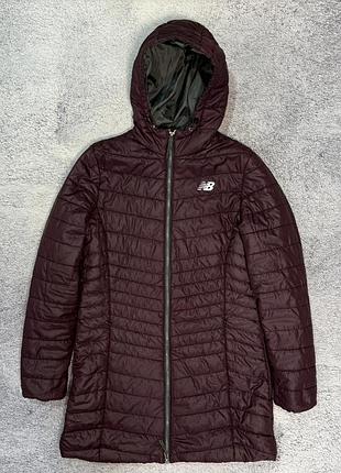 Подовжена утеплена куртка new balance long quilted пуховик пальто бордова m
