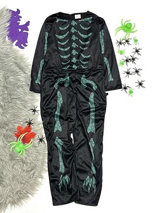 Карнавальный комбинезон, костюм с хвостом скелет динозавра на halloween 5-7 лет, 110-122 см