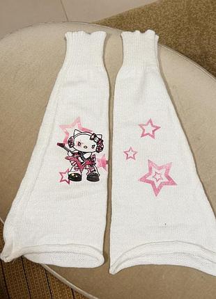Білі гетри hello kitty з рожевими зірками y2k kawaii