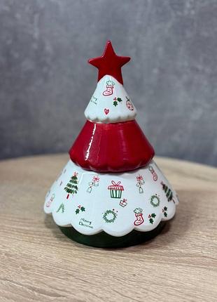 Конфета новогодняя yiwu christmas фарфоровая 700 мл белый с красным cr-1-21