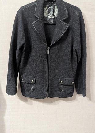 Женский шерстяной жакет gerry weber edition, 100% шерсть, графитовый, размер 46 (ориентивно 50-52)