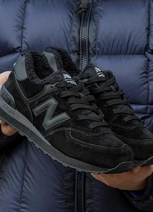 ❄️ чоловічі кросівки new balance 574 winter suede black