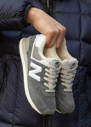 ❄️ женские кроссовки new balance 574 winter suede grey