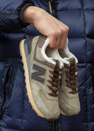 ❄️ чоловічі кросівки new balance 574 winter suede haki