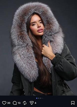 Парка жіноча furs couture select bluefrost чорна з хутром, розмір xs-s