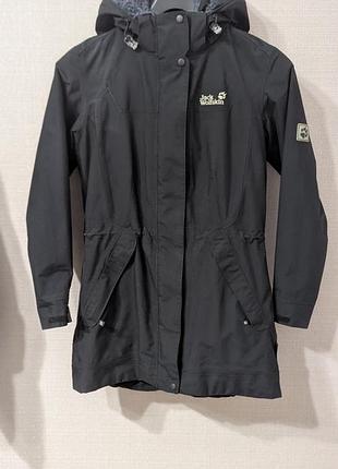 Женская зимняя парка jack wolfskin urban outdoor texapore, утепленная, черная, размер s (36/38)