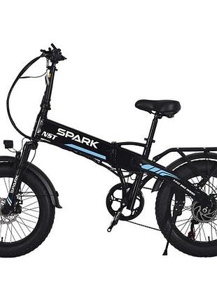 Велосипед с электродвигателем spark nst 48v/500w/17,5ah li-ion 20" черный