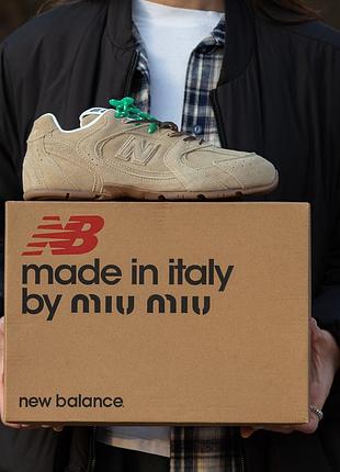 😍 жіночі кросівки new balance x miu miu 530 sl suede sneakers ecru