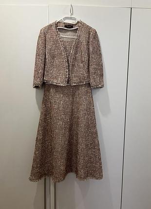 Vera mont твидовый хлопковый женский костюм